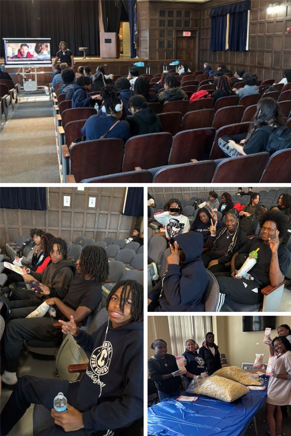  Students attending the movie event for their perfect attendance.